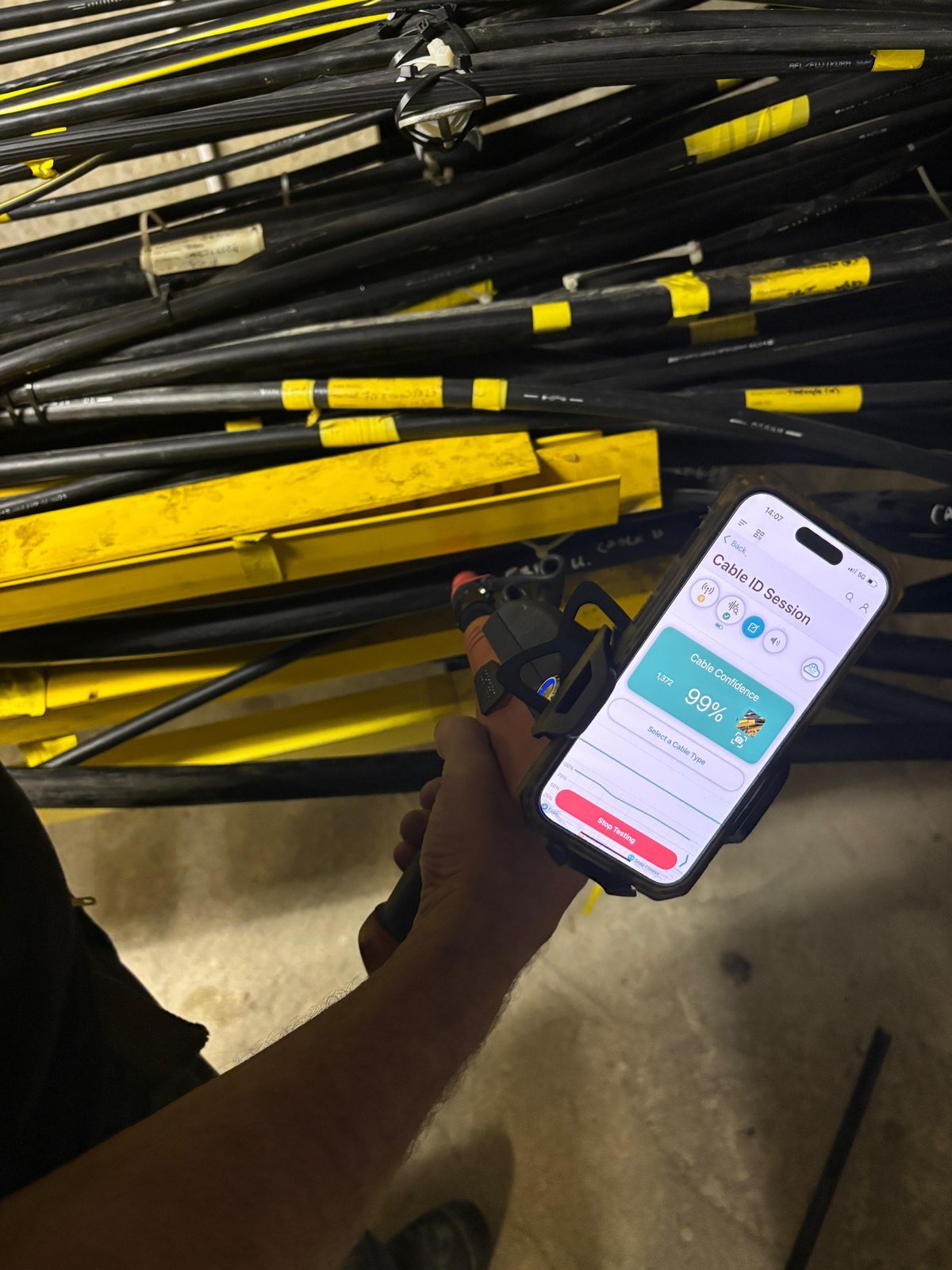 Cable ID app showing a result during cable identification